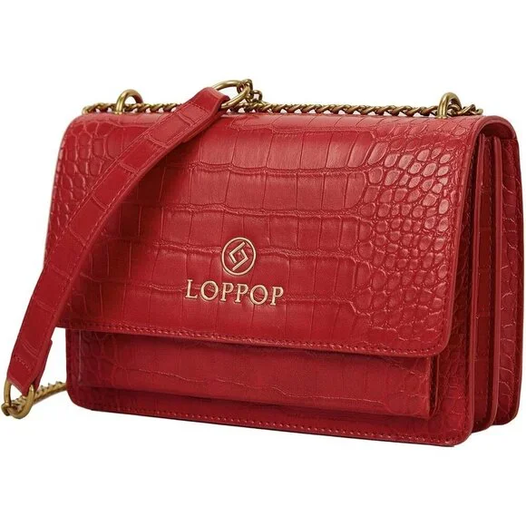 LL LOPPOP Small Classy Leather Crossbody Purse Top Handle Satchel Handbag Red - Picture 1 of 7